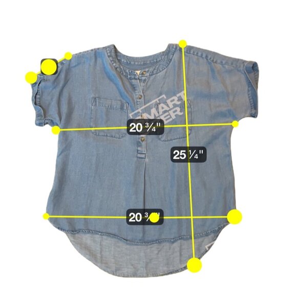 Loft Petite Blue Chambray Short Sleeve Button-Front Top SP 1738 - Picture 5 of 5